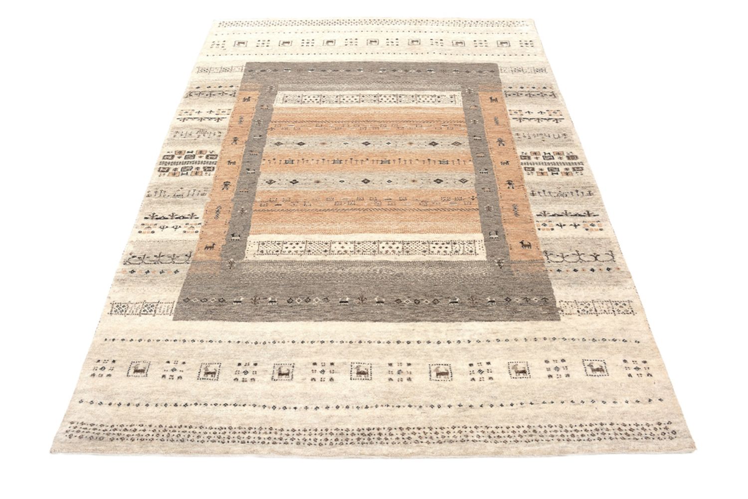 Alfombra Gabbeh - Loribaft Indus - 299 x 205 cm - beige oscuro