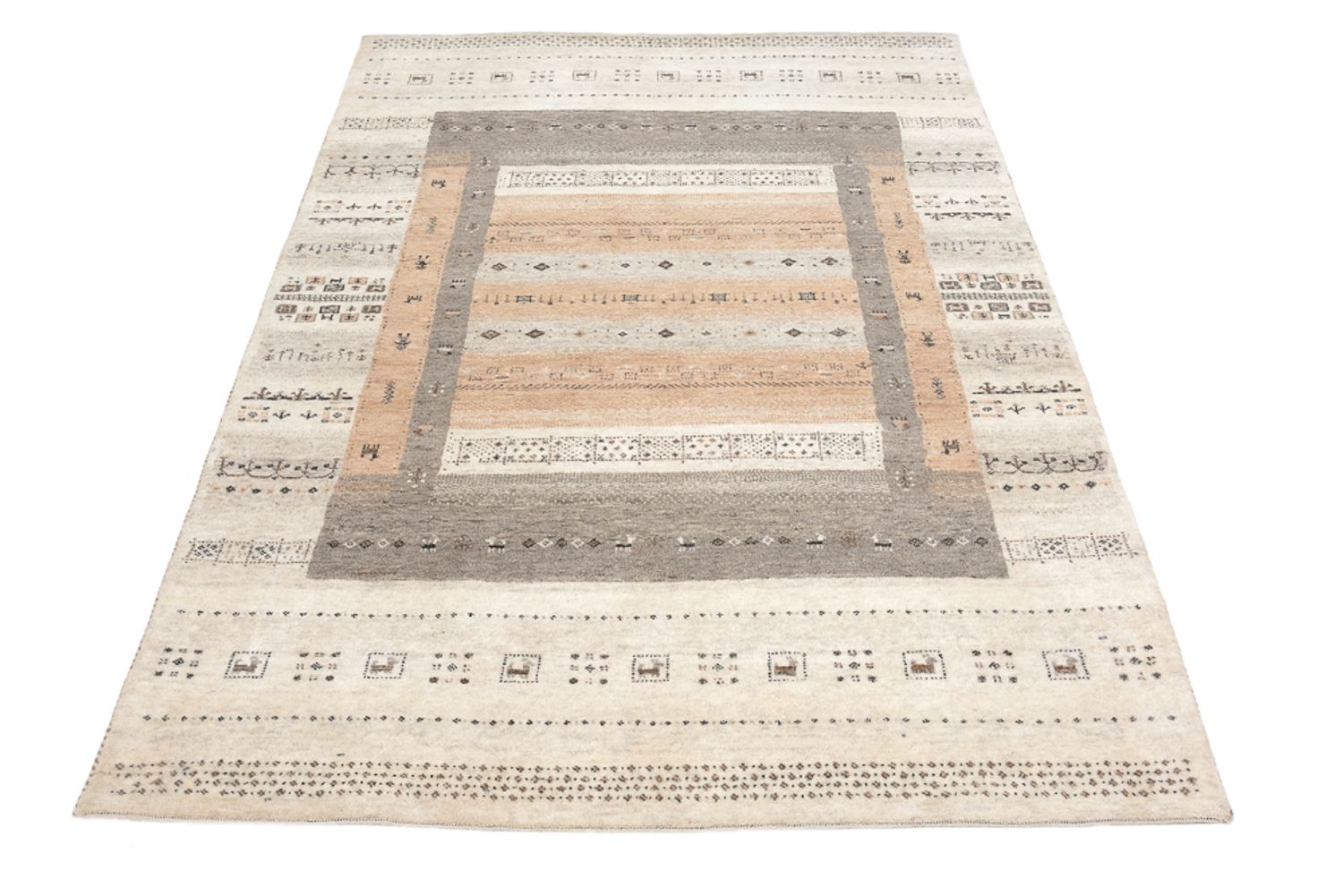 Alfombra Gabbeh - Loribaft Indus - 299 x 205 cm - beige oscuro