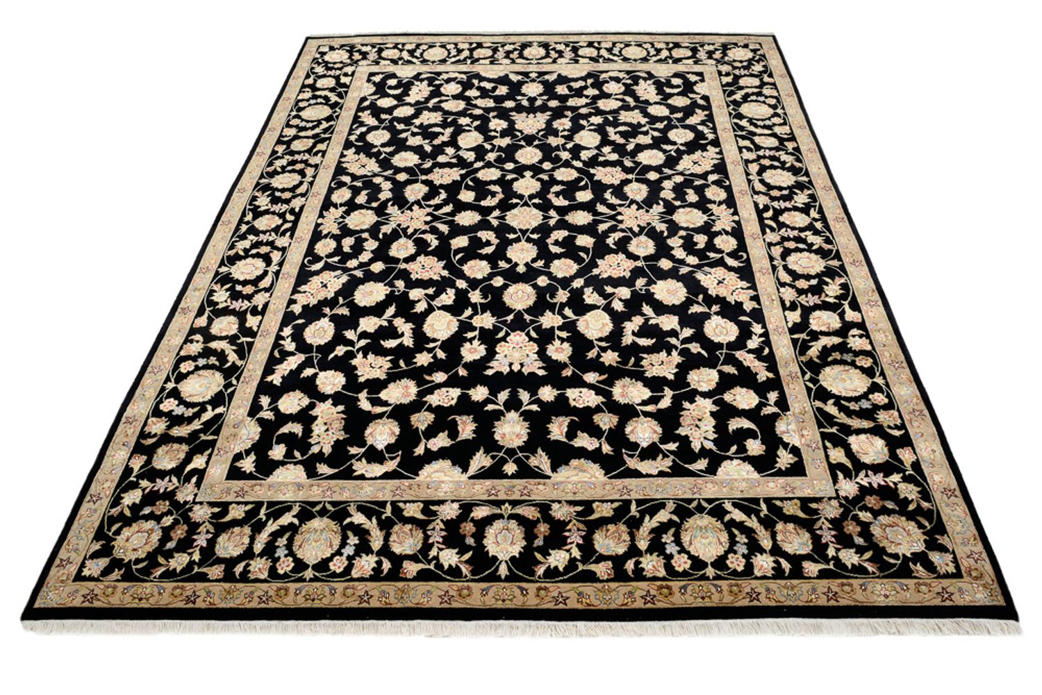 Alfombra oriental - Tabriz - 304 x 236 cm - azul oscuro