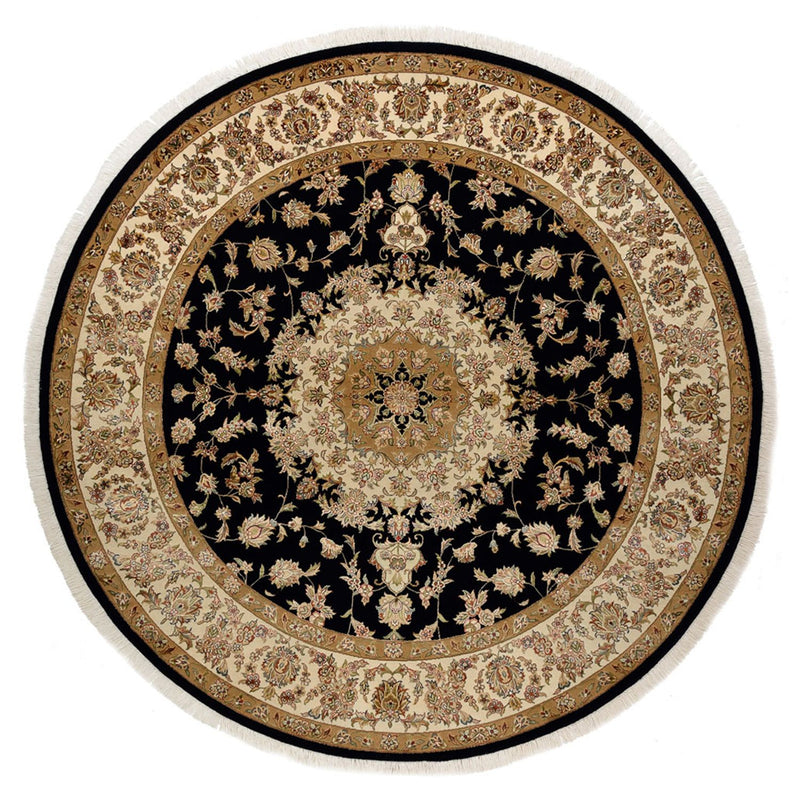 Alfombra oriental - Tabriz redondo  - 218 x 216 cm - azul oscuro