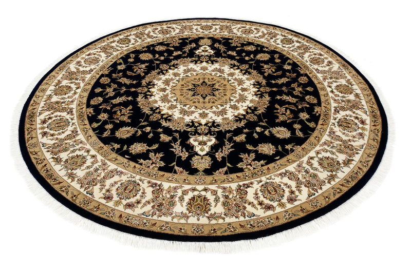 Alfombra oriental - Tabriz redondo  - 218 x 216 cm - azul oscuro