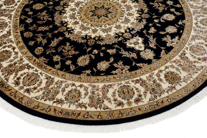 Alfombra oriental - Tabriz redondo  - 218 x 216 cm - azul oscuro