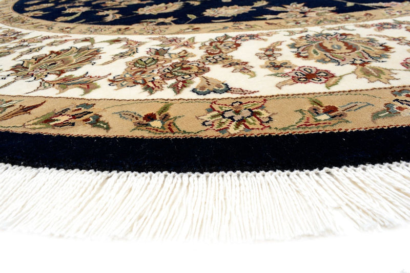 Alfombra oriental - Tabriz redondo  - 218 x 216 cm - azul oscuro