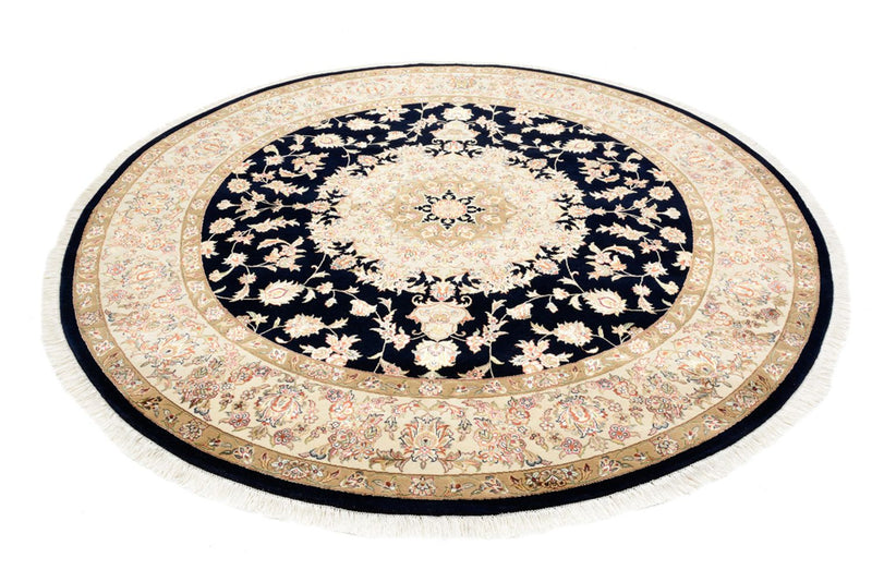 Alfombra oriental - Tabriz redondo  - 218 x 216 cm - azul oscuro