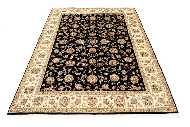 Alfombra oriental - Tabriz - 214 x 155 cm - azul oscuro