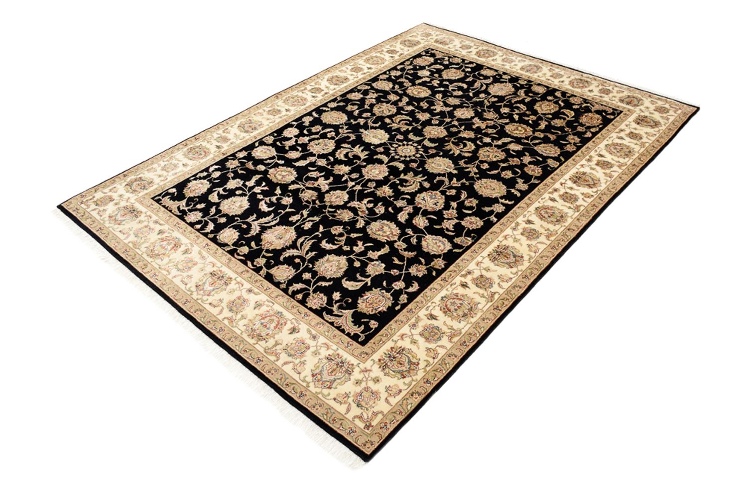 Alfombra oriental - Tabriz - 214 x 155 cm - azul oscuro