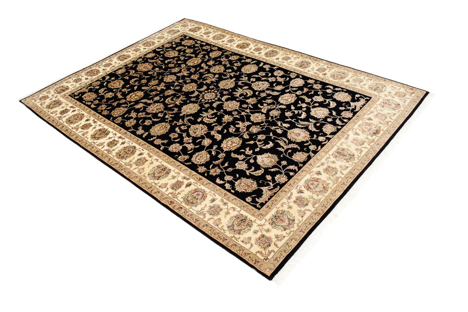 Alfombra oriental - Tabriz - 214 x 155 cm - azul oscuro
