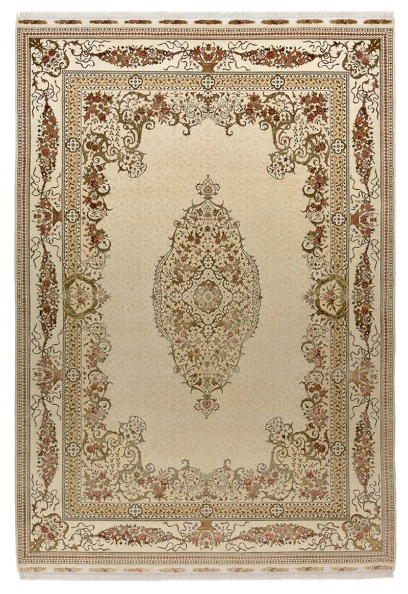 Alfombra oriental - Tabriz - 304 x 209 cm - crema