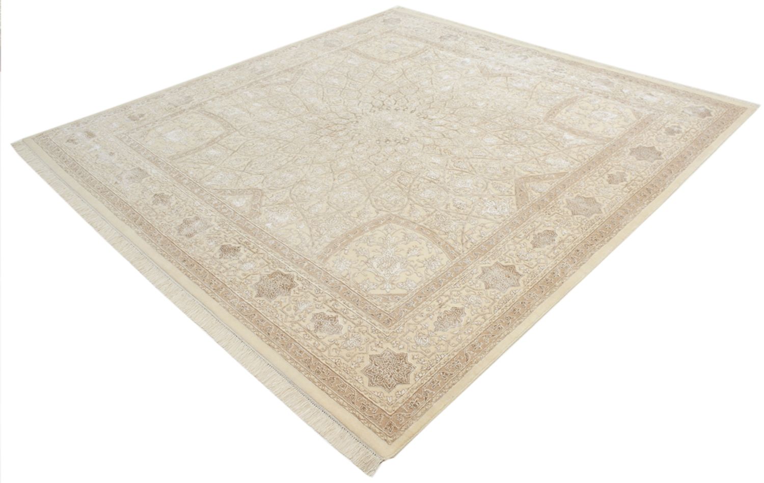 Alfombra oriental cuadrado  - 251 x 249 cm - beige oscuro