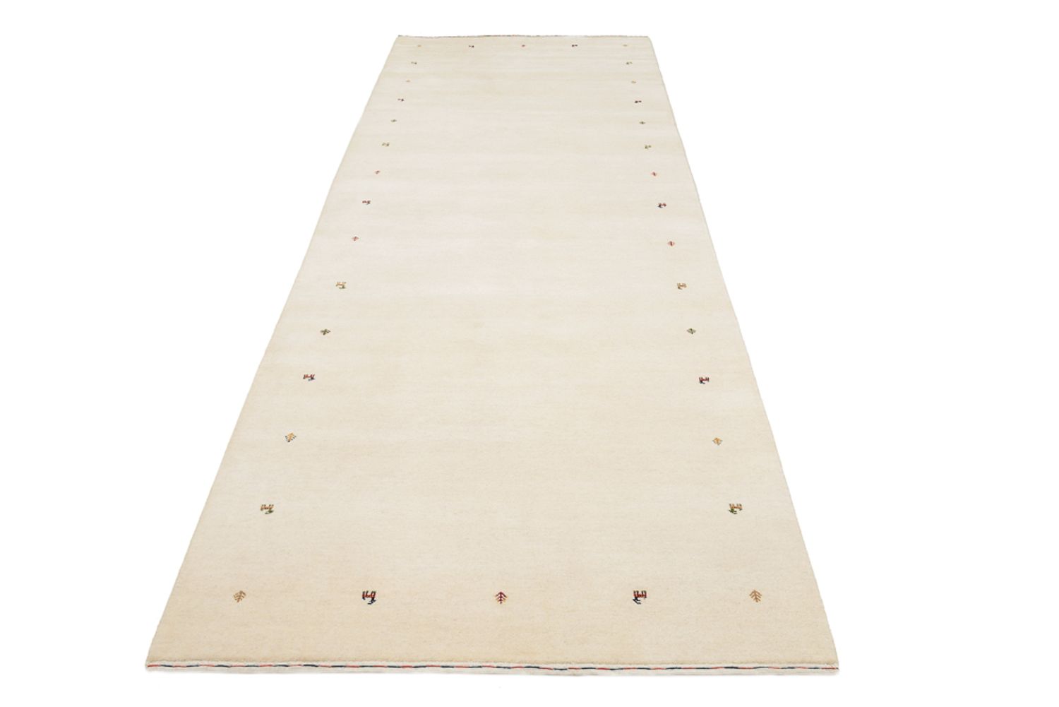 Alfombra de pasillo Alfombra Gabbeh - Loribaft Indus - 334 x 128 cm - crema