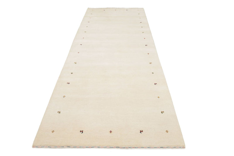 Alfombra de pasillo Alfombra Gabbeh - Loribaft Indus - 334 x 128 cm - crema