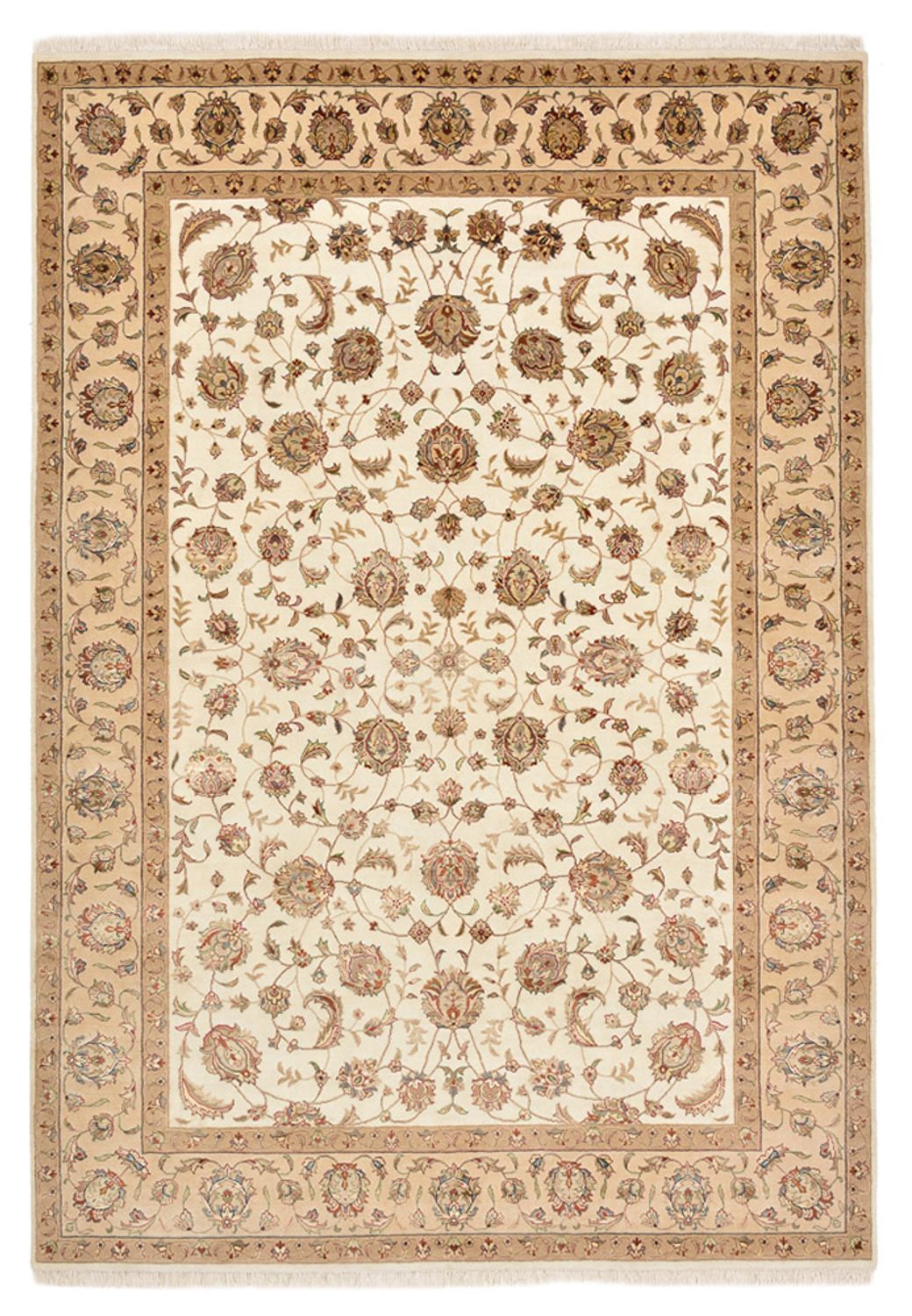 Alfombra oriental - Tabriz - 241 x 167 cm - beige claro