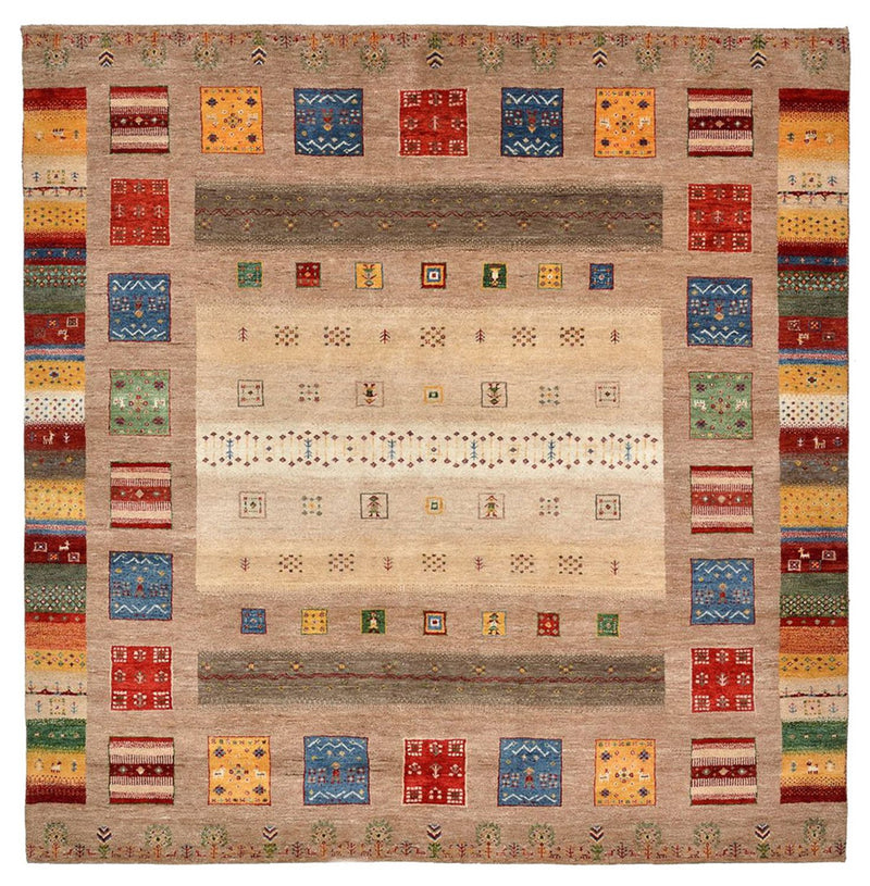 Alfombra Gabbeh - Loribaft Indus cuadrado  - 203 x 201 cm - multicolor
