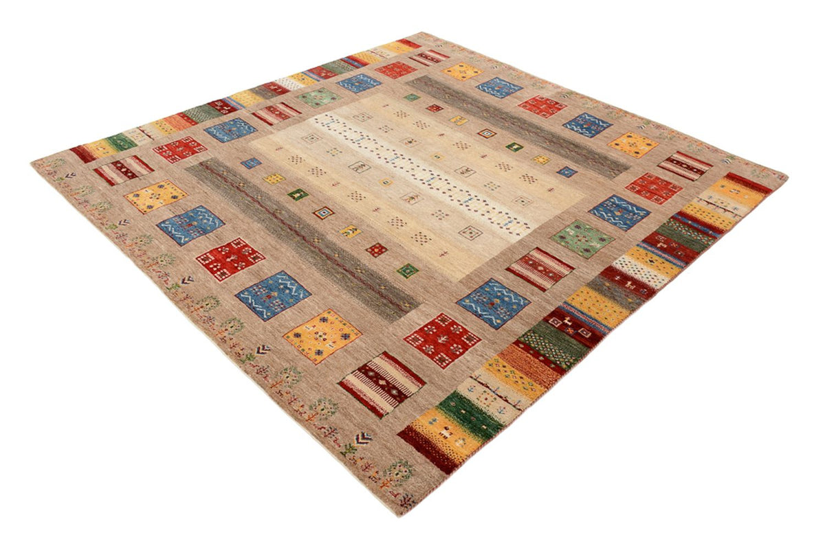 Alfombra Gabbeh - Loribaft Indus cuadrado  - 203 x 201 cm - multicolor