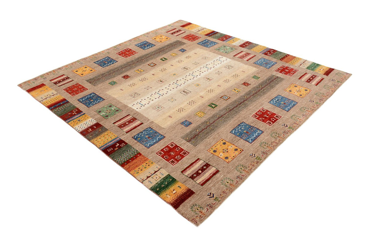 Alfombra Gabbeh - Loribaft Indus cuadrado  - 203 x 201 cm - multicolor