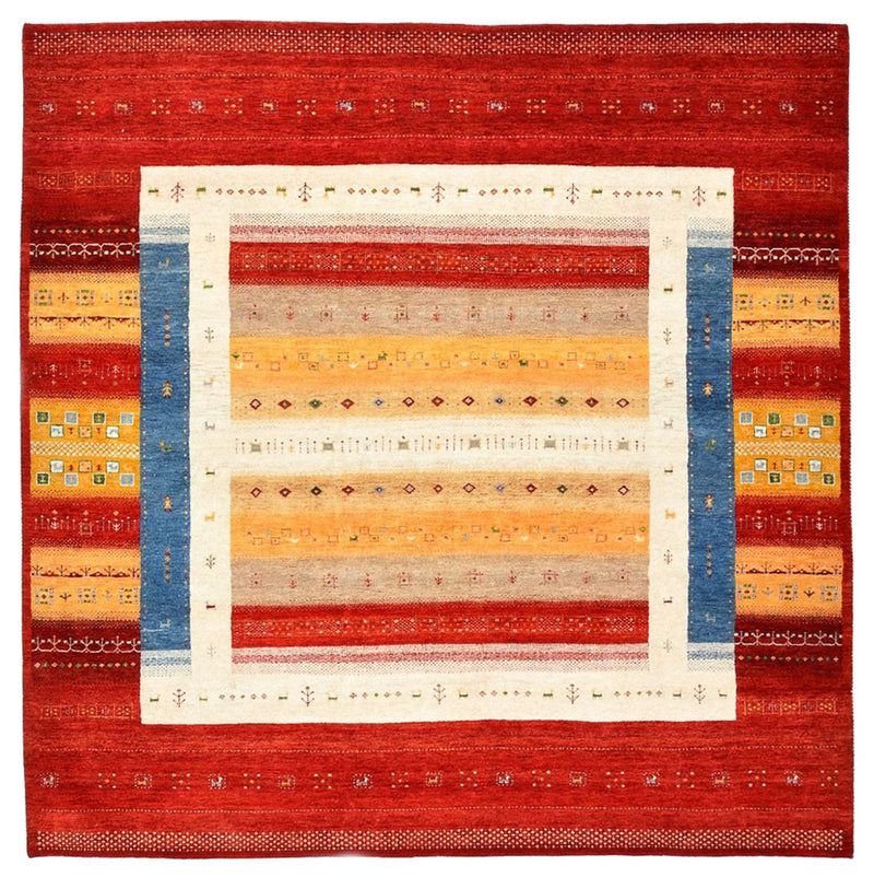 Alfombra Gabbeh - Loribaft Indus cuadrado  - 251 x 248 cm - multicolor