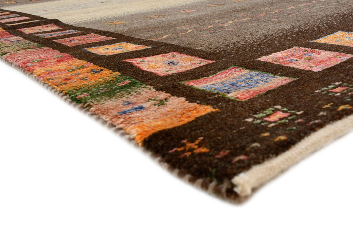 Alfombra de pasillo Alfombra Gabbeh - Loribaft Indus - 306 x 80 cm - beige oscuro