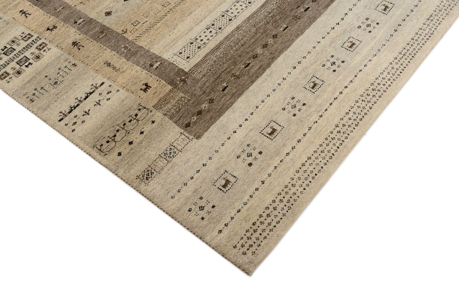 Alfombra Gabbeh - Loribaft Indus - 203 x 146 cm - beige oscuro