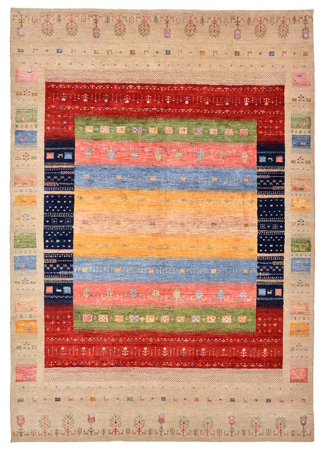 Alfombra Gabbeh - Loribaft Indus - 244 x 173 cm - multicolor