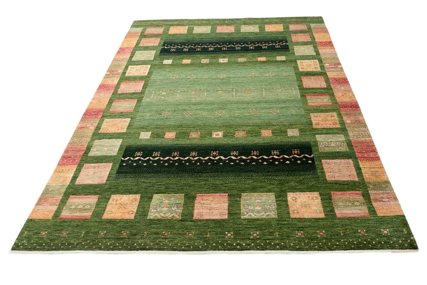 Alfombra Gabbeh - Loribaft Indus - 238 x 173 cm - verde