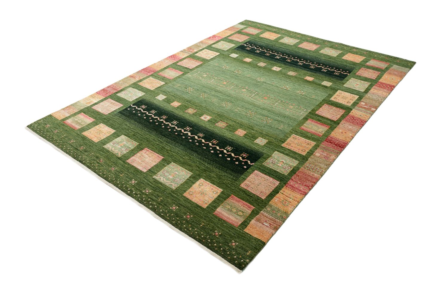 Alfombra Gabbeh - Loribaft Indus - 238 x 173 cm - verde