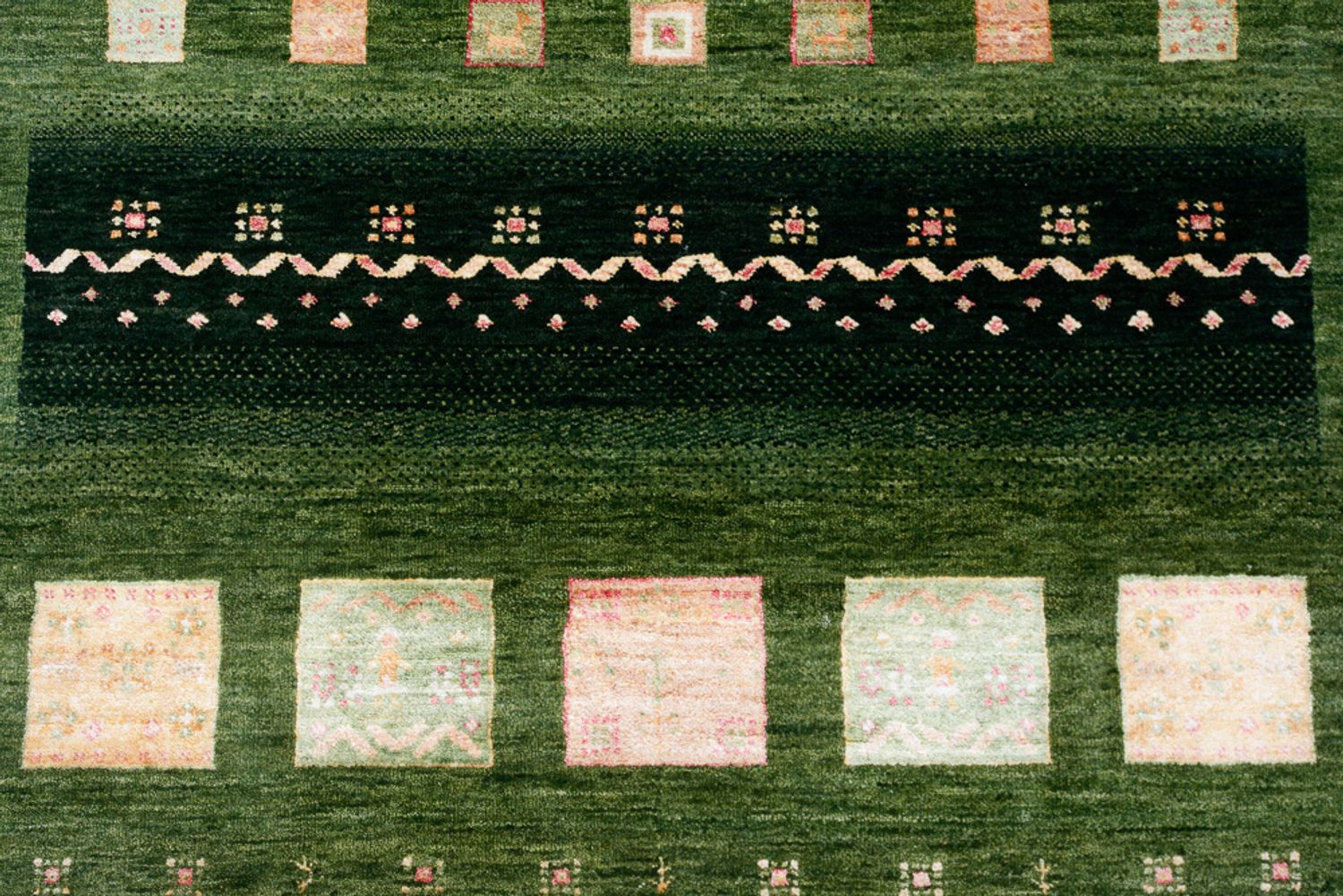 Alfombra Gabbeh - Loribaft Indus - 238 x 173 cm - verde