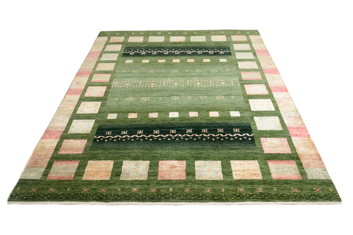 Alfombra Gabbeh - Loribaft Indus - 238 x 173 cm - verde