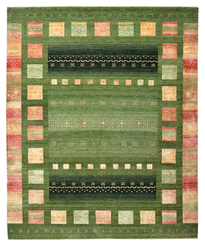 Alfombra Gabbeh - Loribaft Indus - 302 x 248 cm - verde