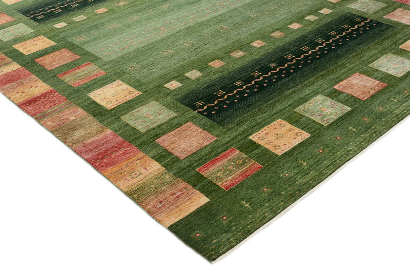 Alfombra Gabbeh - Loribaft Indus - 302 x 248 cm - verde