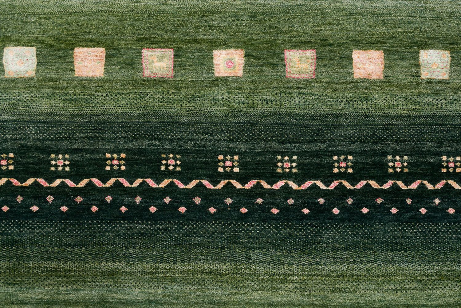 Alfombra Gabbeh - Loribaft Indus - 302 x 248 cm - verde