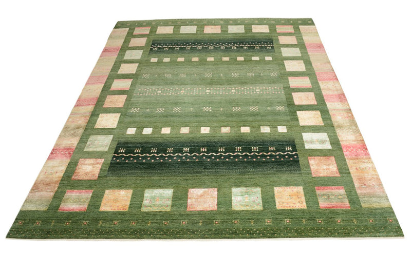 Alfombra Gabbeh - Loribaft Indus - 302 x 248 cm - verde