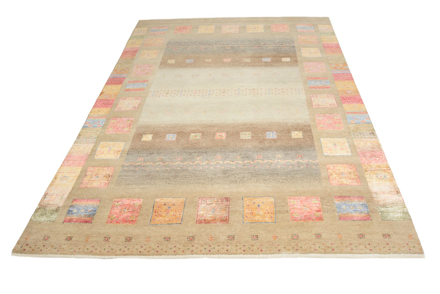 Alfombra Gabbeh - Loribaft Indus - 255 x 173 cm - beige oscuro