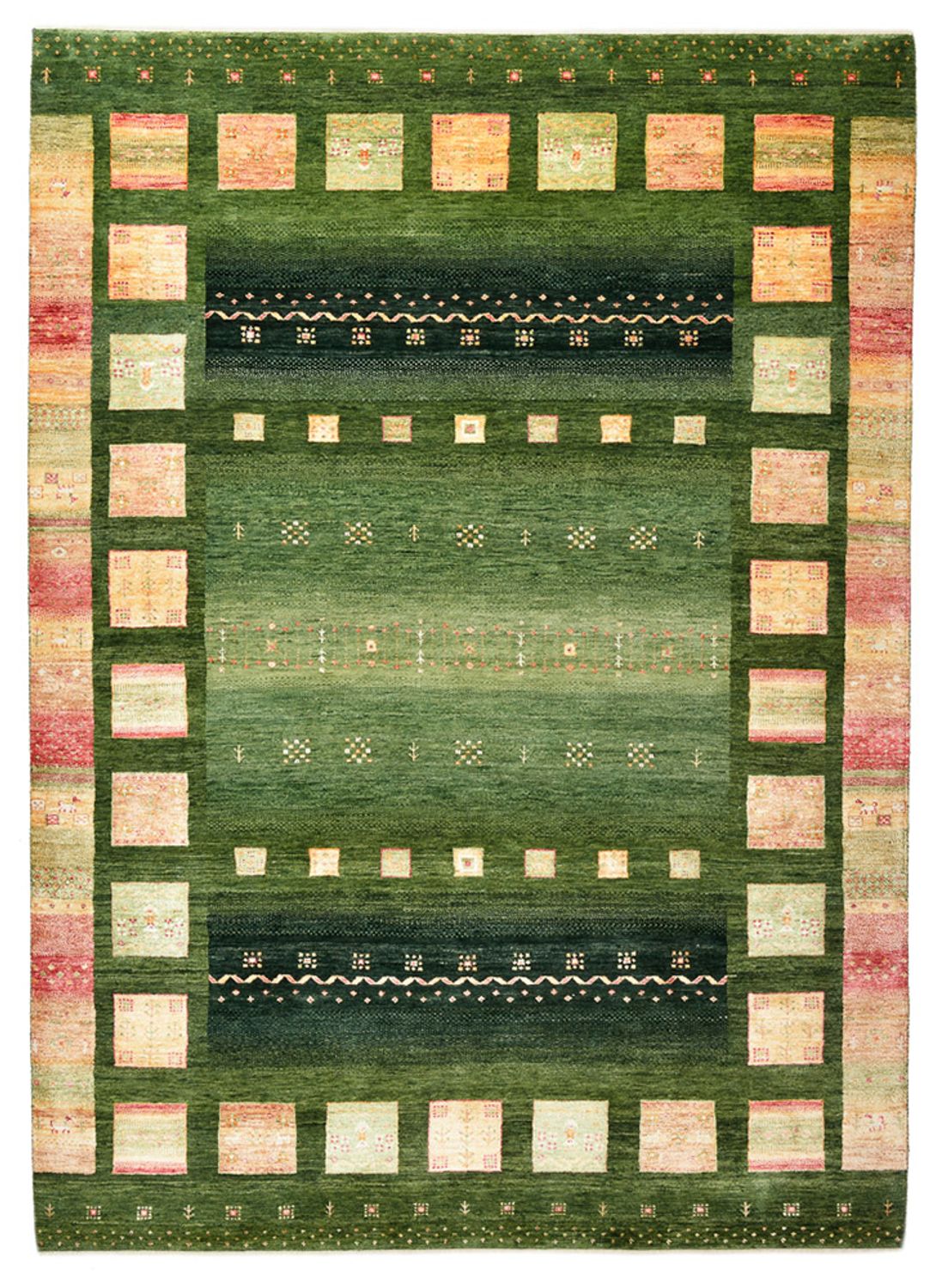 Alfombra Gabbeh - Loribaft Indus - 245 x 178 cm - verde