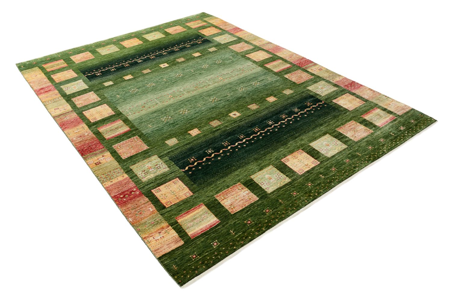 Alfombra Gabbeh - Loribaft Indus - 245 x 178 cm - verde