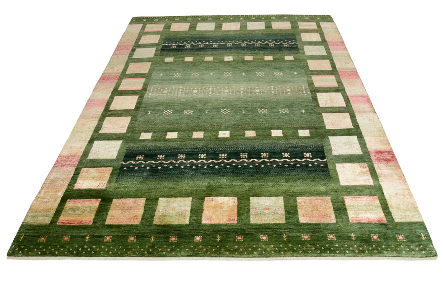 Alfombra Gabbeh - Loribaft Indus - 245 x 178 cm - verde