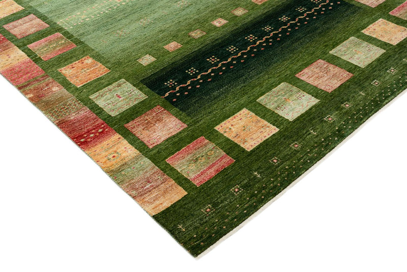 Alfombra Gabbeh - Loribaft Indus - 308 x 205 cm - verde