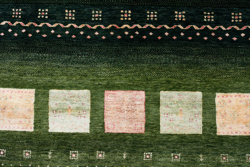Alfombra Gabbeh - Loribaft Indus - 308 x 205 cm - verde