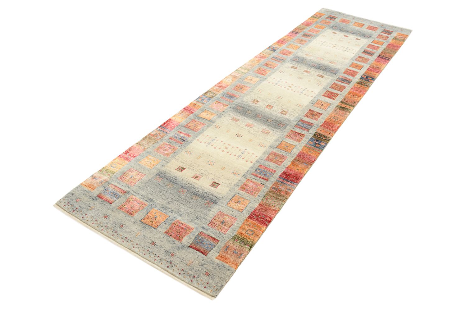 Alfombra de pasillo Alfombra Gabbeh - Loribaft Indus - 295 x 82 cm - multicolor