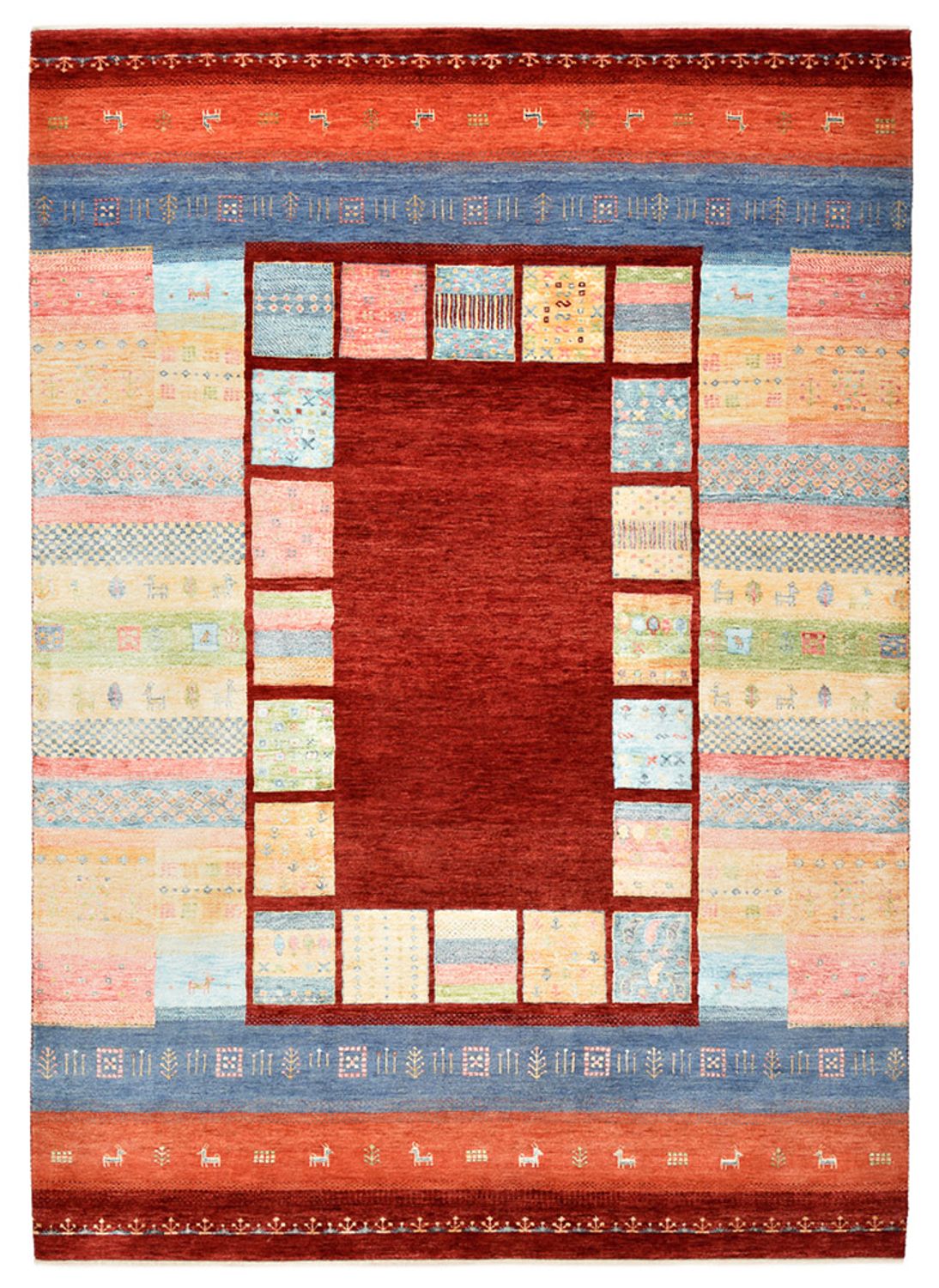 Alfombra Gabbeh - Loribaft Indus - 242 x 176 cm - multicolor