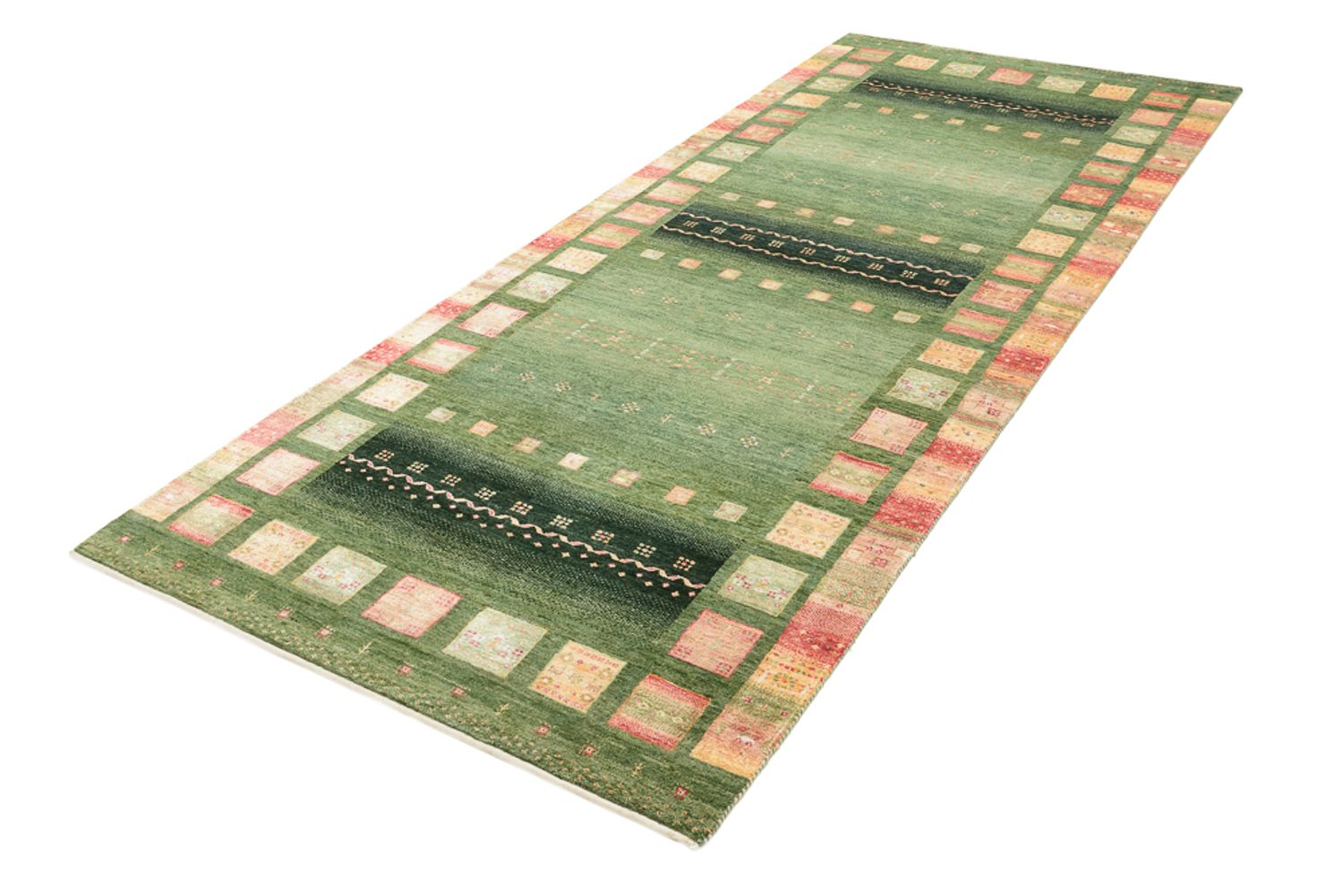 Alfombra de pasillo Alfombra Gabbeh - Loribaft Indus - 301 x 129 cm - multicolor