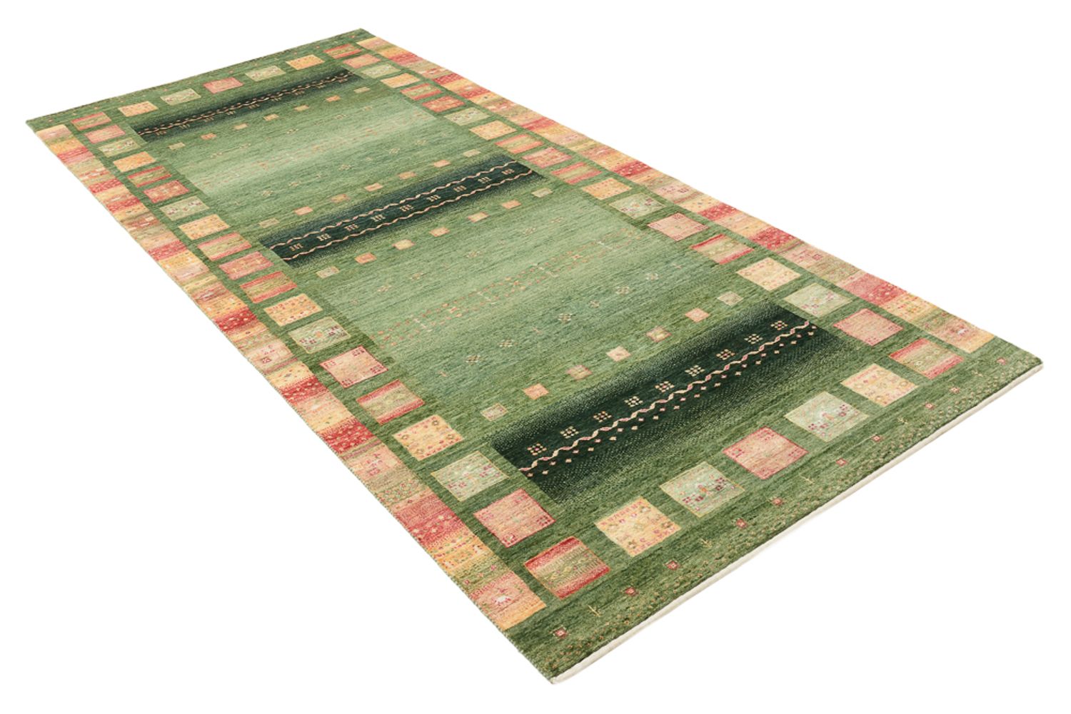 Alfombra de pasillo Alfombra Gabbeh - Loribaft Indus - 301 x 129 cm - multicolor