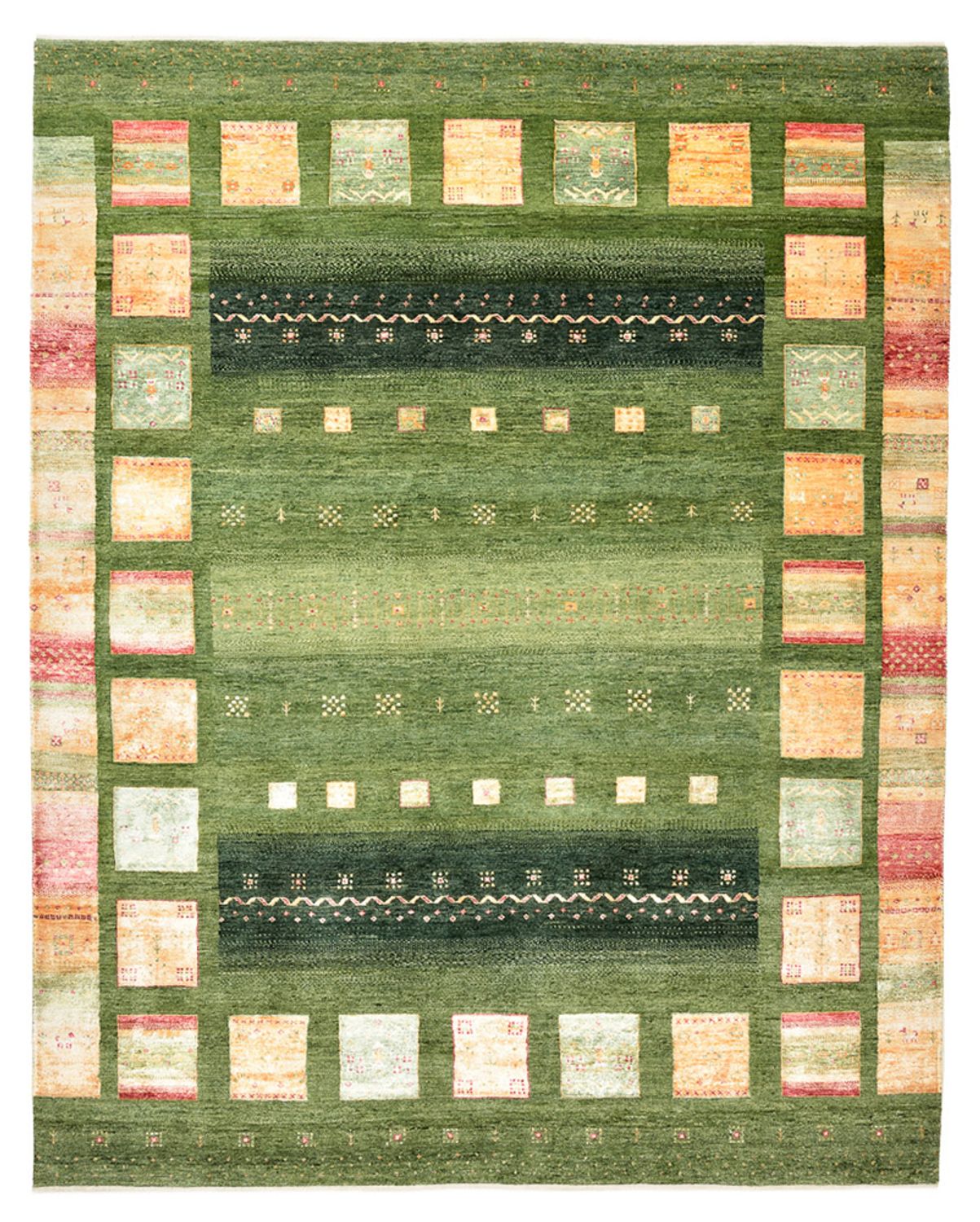 Alfombra Gabbeh - Loribaft Indus - 259 x 208 cm - verde