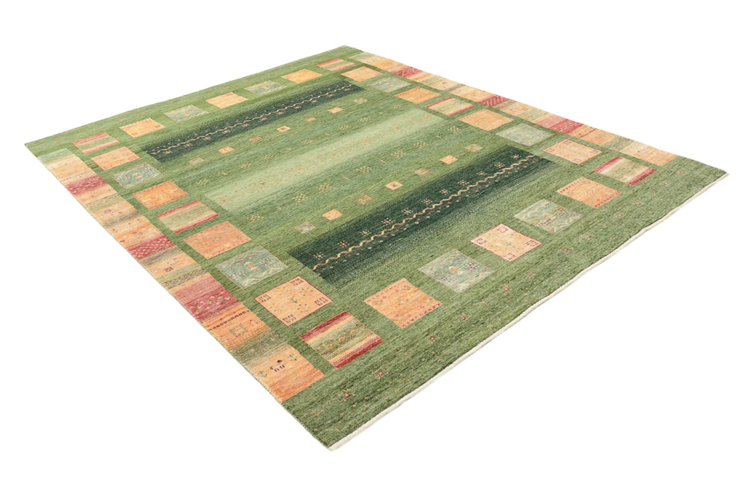 Alfombra Gabbeh - Loribaft Indus - 259 x 208 cm - verde
