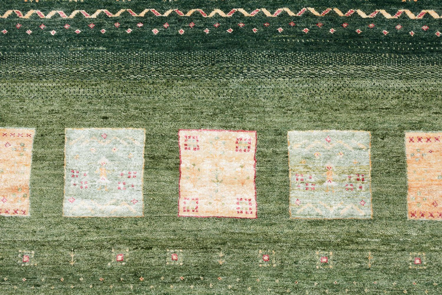 Alfombra Gabbeh - Loribaft Indus - 259 x 208 cm - verde