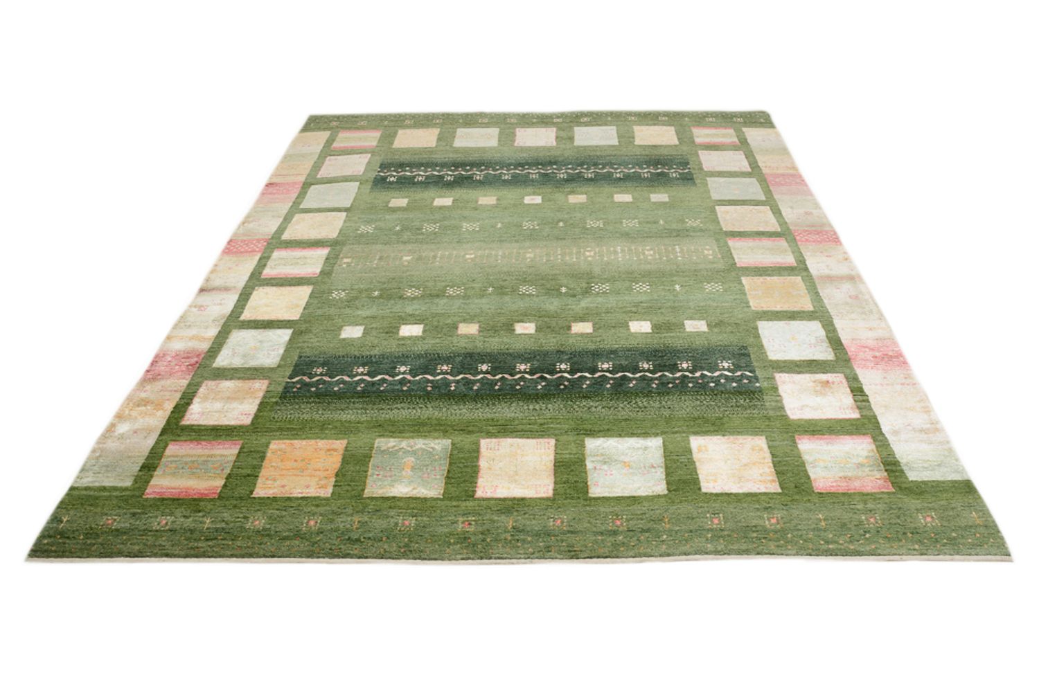 Alfombra Gabbeh - Loribaft Indus - 259 x 208 cm - verde