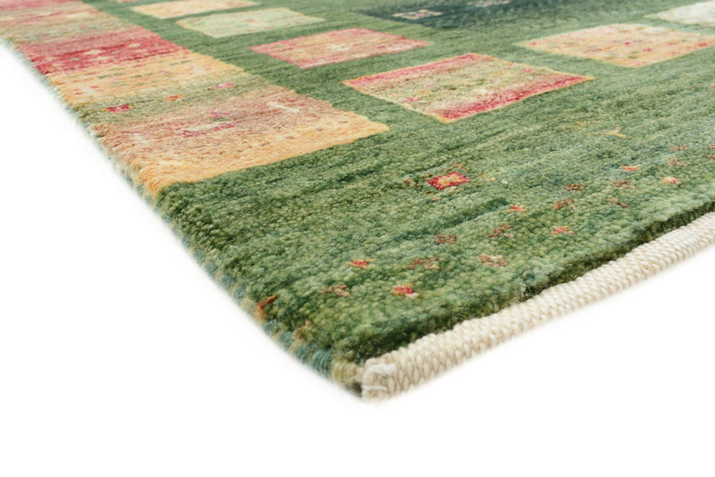 Alfombra de pasillo Alfombra Gabbeh - Loribaft Indus - 296 x 82 cm - verde