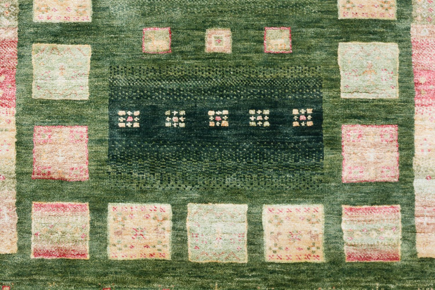 Alfombra de pasillo Alfombra Gabbeh - Loribaft Indus - 296 x 82 cm - verde