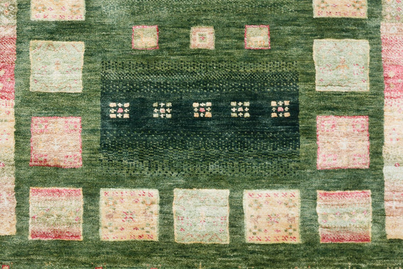 Alfombra de pasillo Alfombra Gabbeh - Loribaft Indus - 296 x 82 cm - verde
