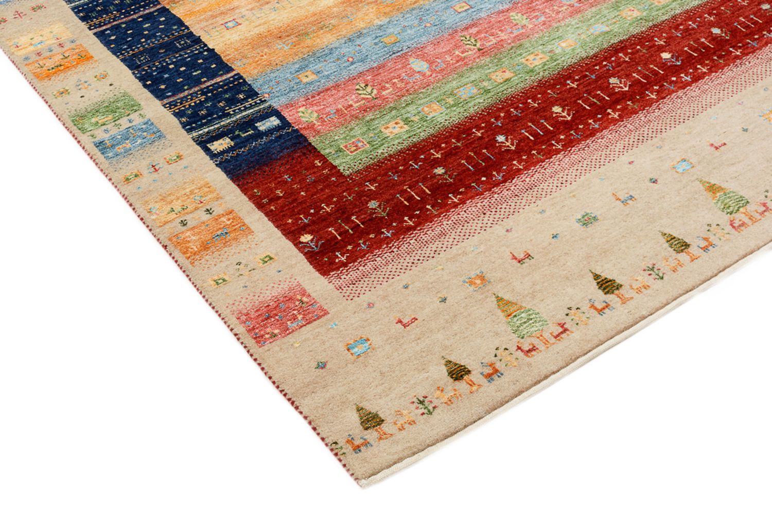 Alfombra Gabbeh - Loribaft Indus - 198 x 154 cm - multicolor