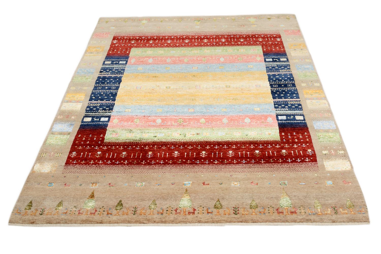 Alfombra Gabbeh - Loribaft Indus - 198 x 154 cm - multicolor